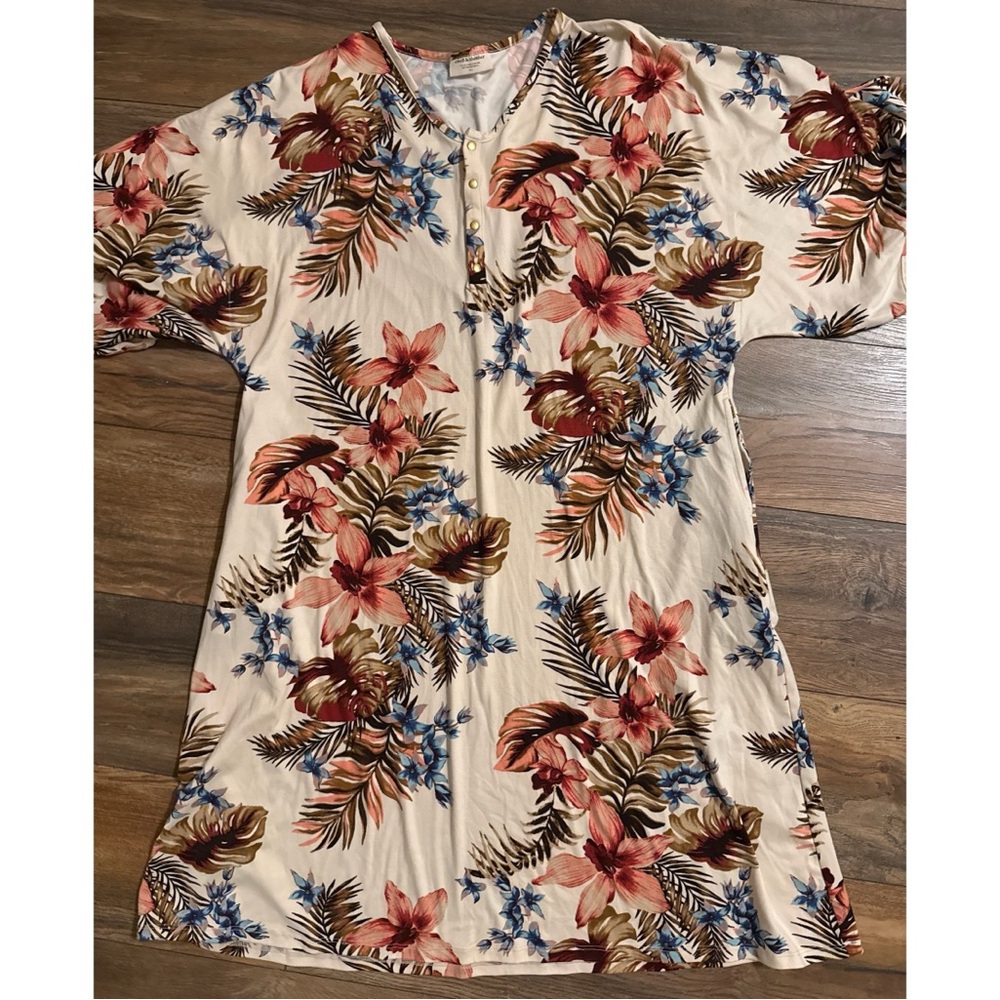 Dwell and Slumber Size M/L Cream Tropical Caftan Dress Buttery Soft